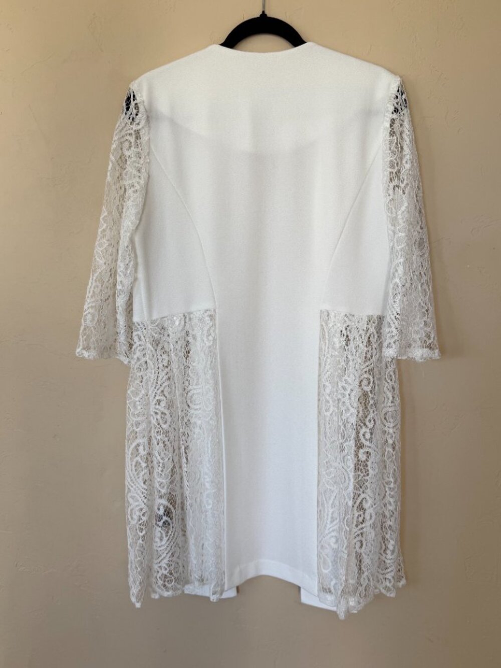 Maya Brooke White Lace Jacket Overlay Sheer Sleeve Formal Elegant Size 10 - Picture 3 of 5